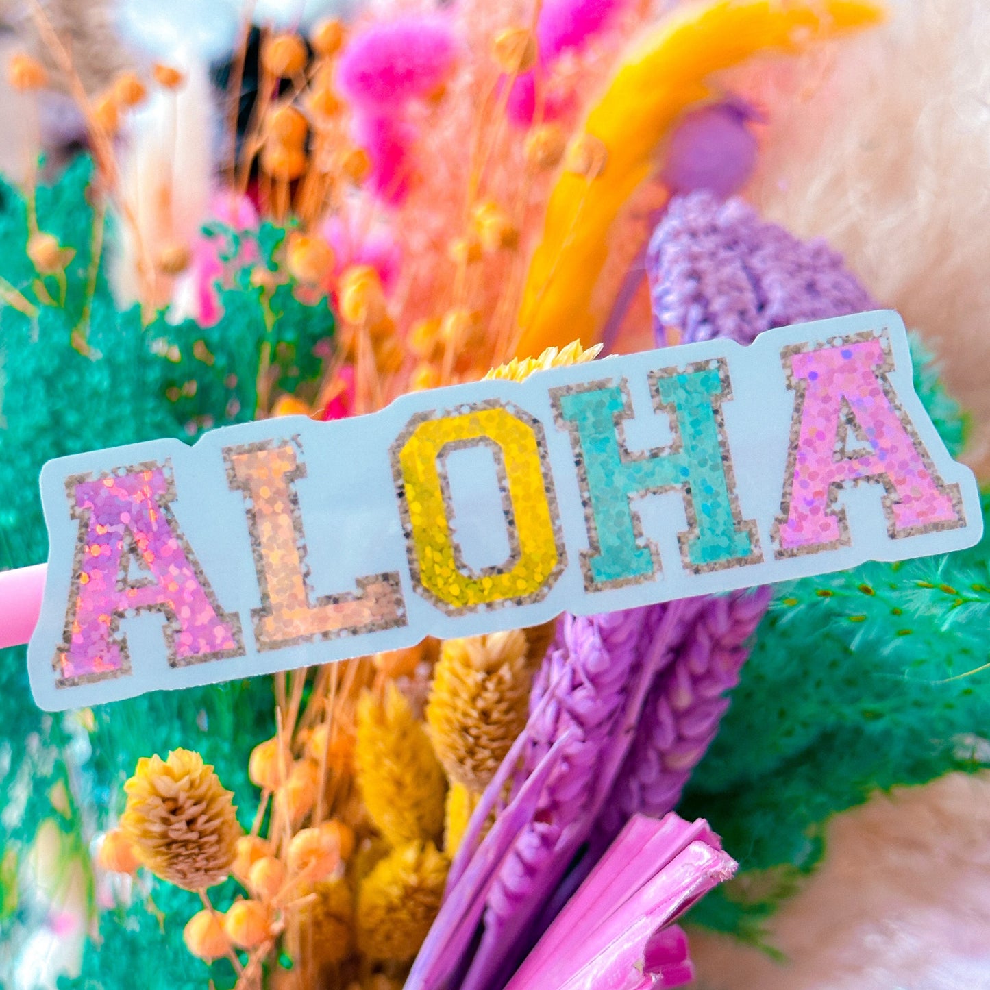 Waterproof Sticker - Varsity Letter "ALOHA"