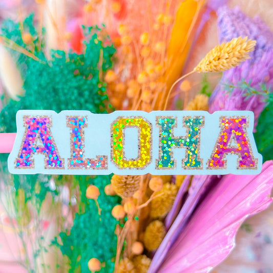 Waterproof Sticker - Varsity Letter "ALOHA"