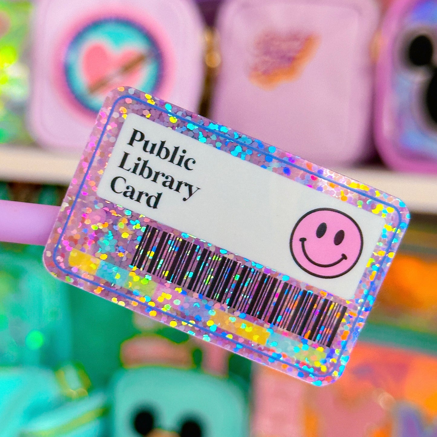 Glitter Waterproof Sticker - Library Card