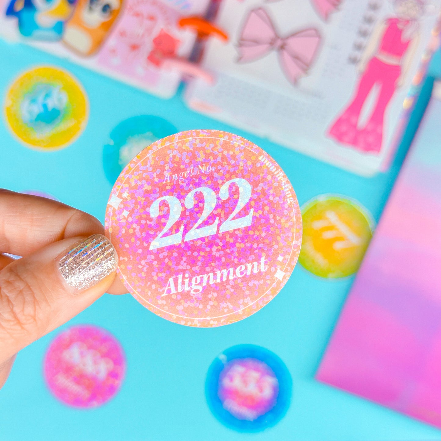 Glitter Paper Sticker - Angel Number