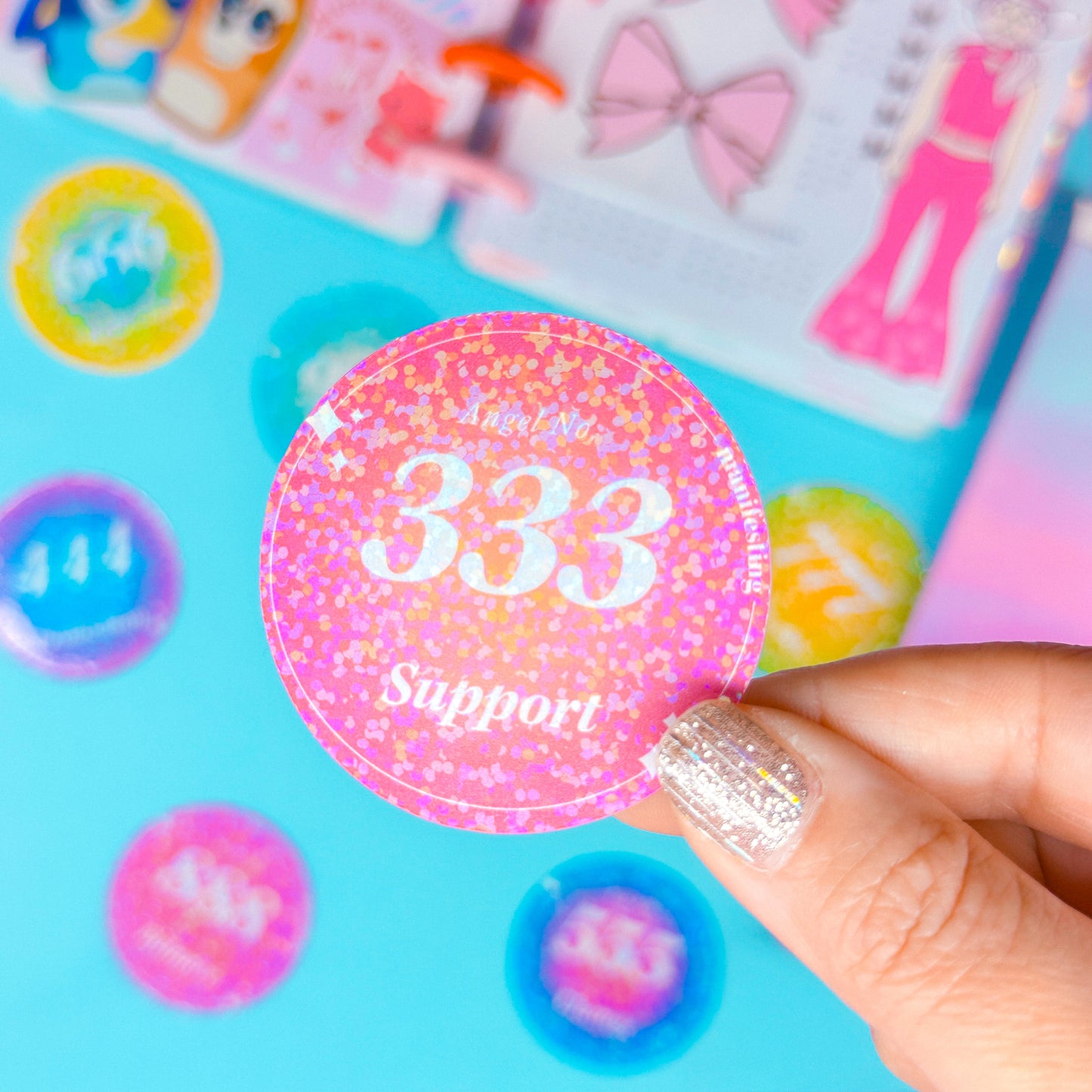 Glitter Paper Sticker - Angel Number