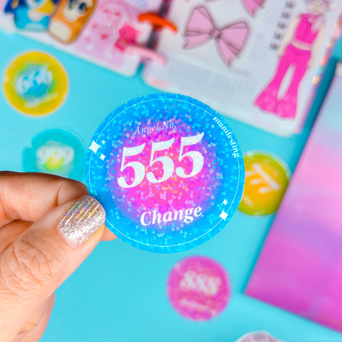 Glitter Paper Sticker - Angel Number