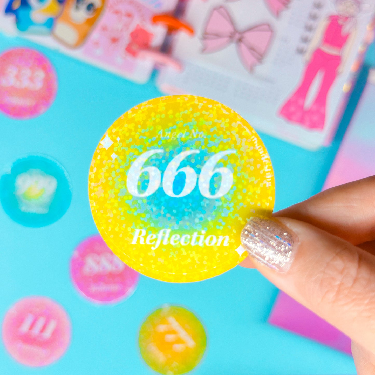 Glitter Paper Sticker - Angel Number