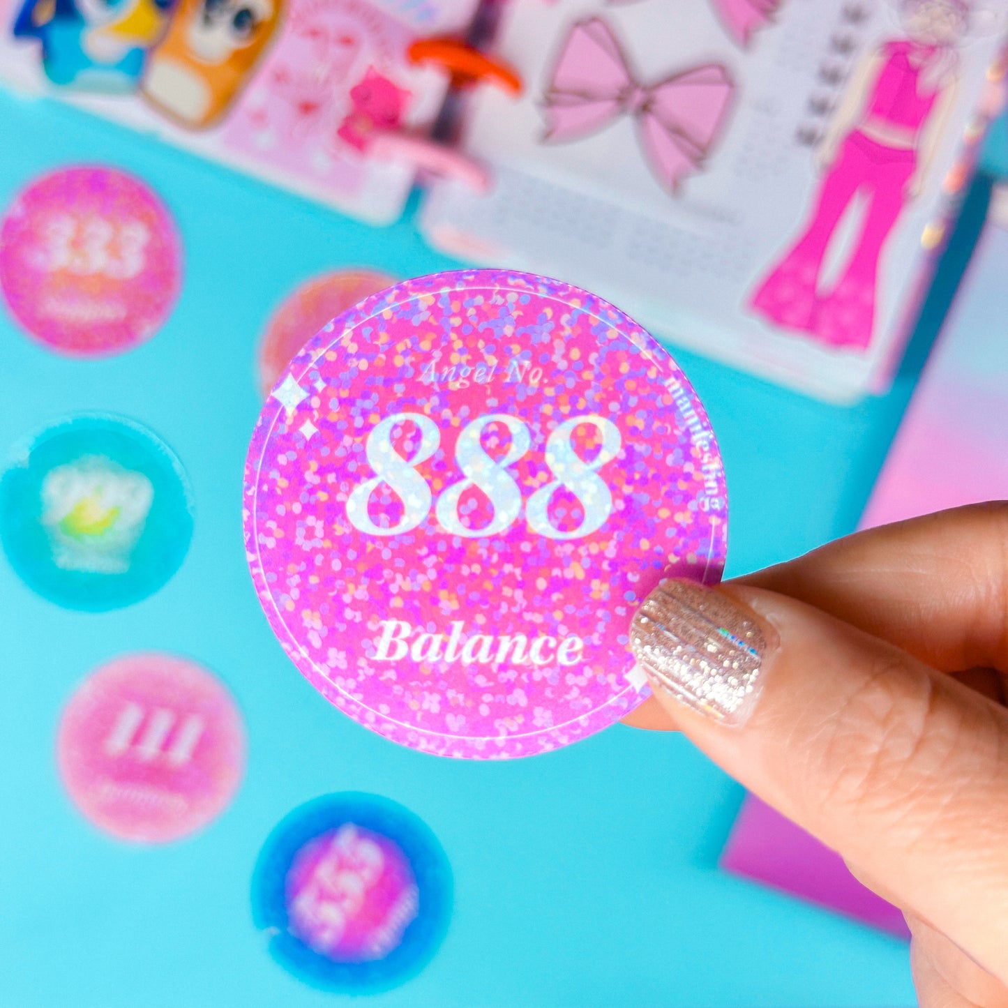 Glitter Paper Sticker - Angel Number