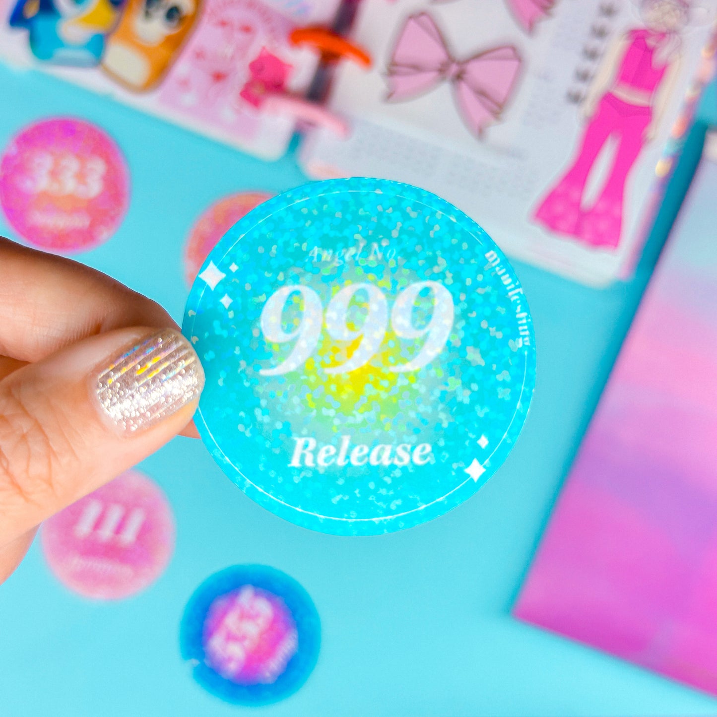 Glitter Paper Sticker - Angel Number