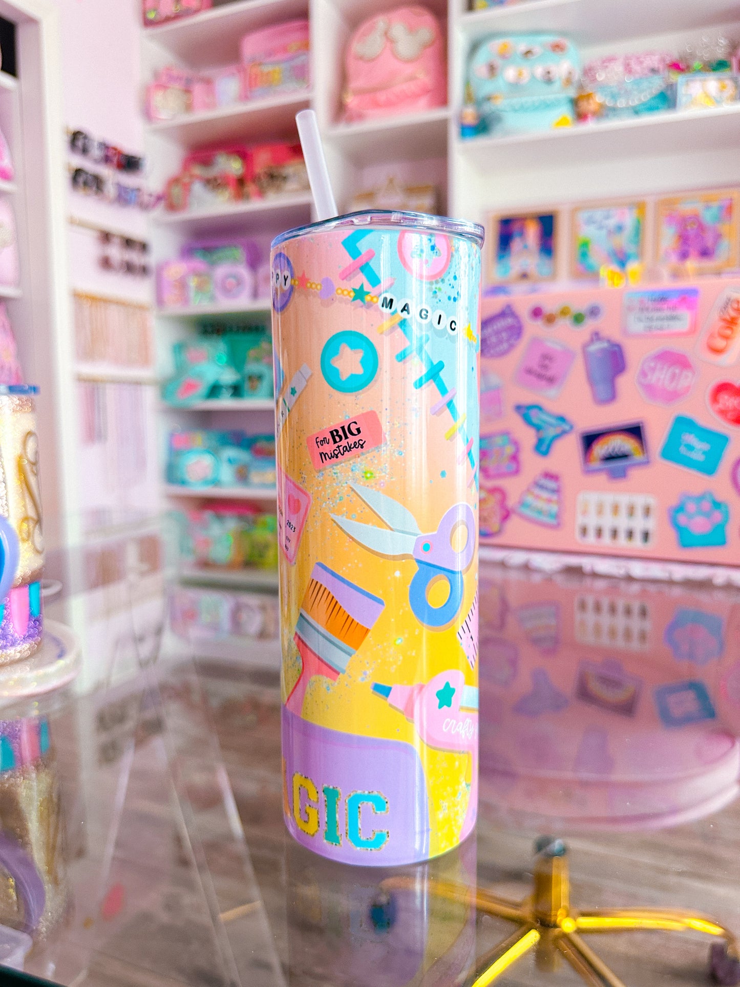 20oz Stainless Steel Skinny Tumbler FULL WRAP -  MAGIC Flatlay