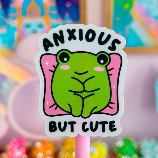 Waterproof Sticker - Anxious But Cute Froggy