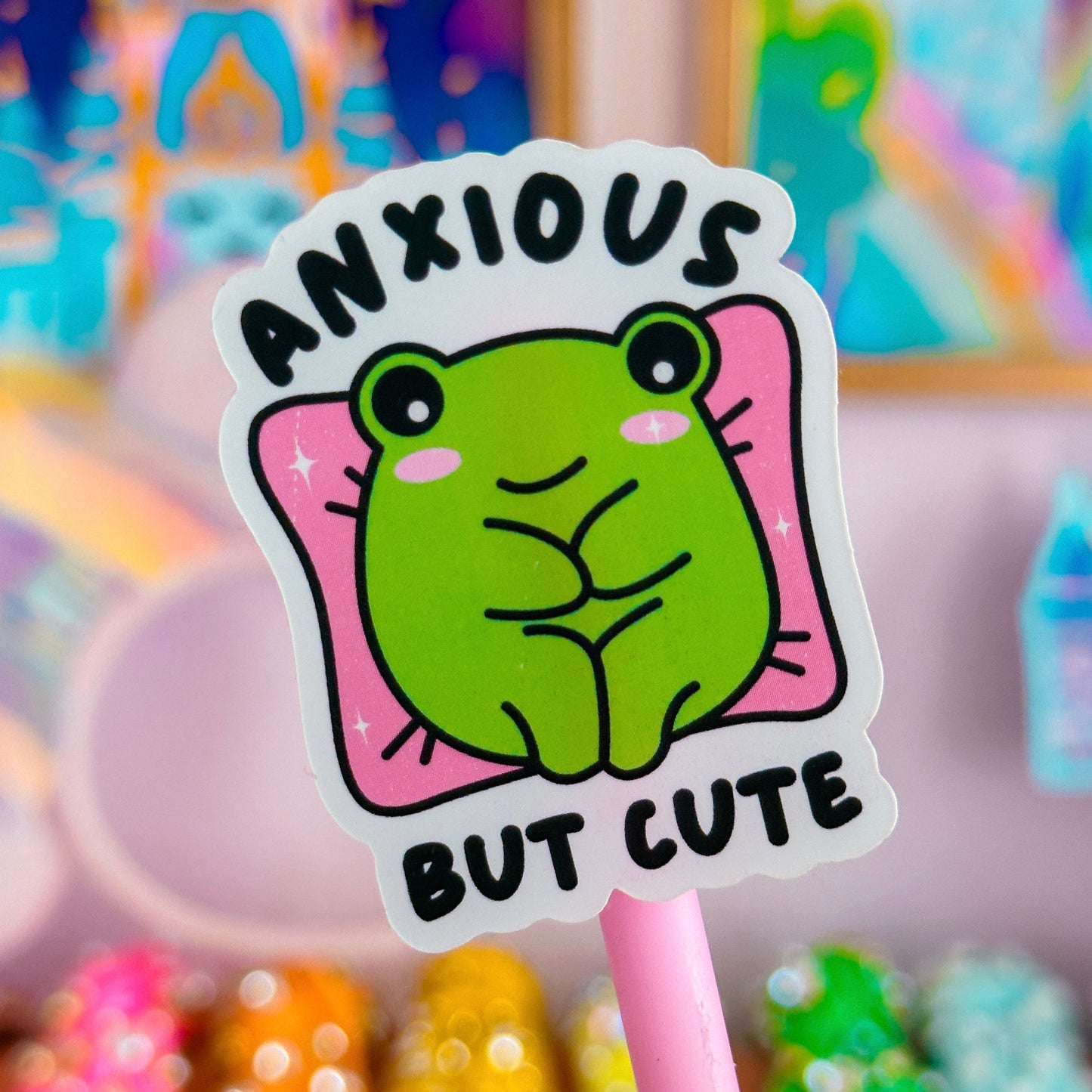Waterproof Sticker - Anxious But Cute Froggy