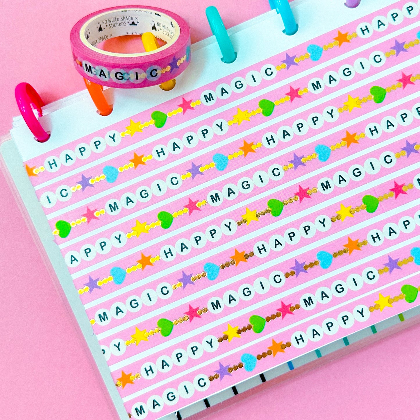 10MM Foiled Washi Tape - Friendship Bracelets (Pink)