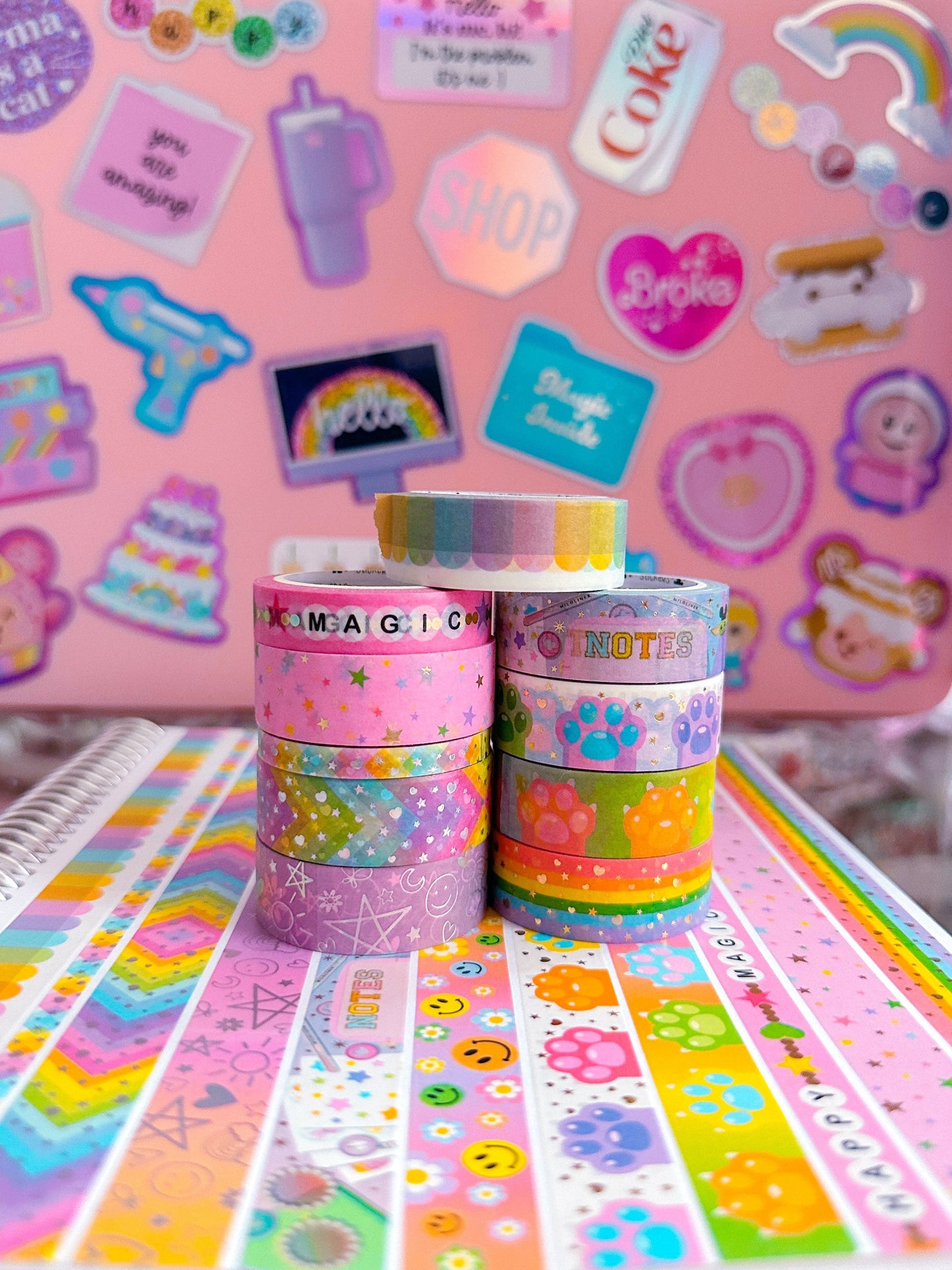 10MM Foiled Washi Tape - Friendship Bracelets (Pink)