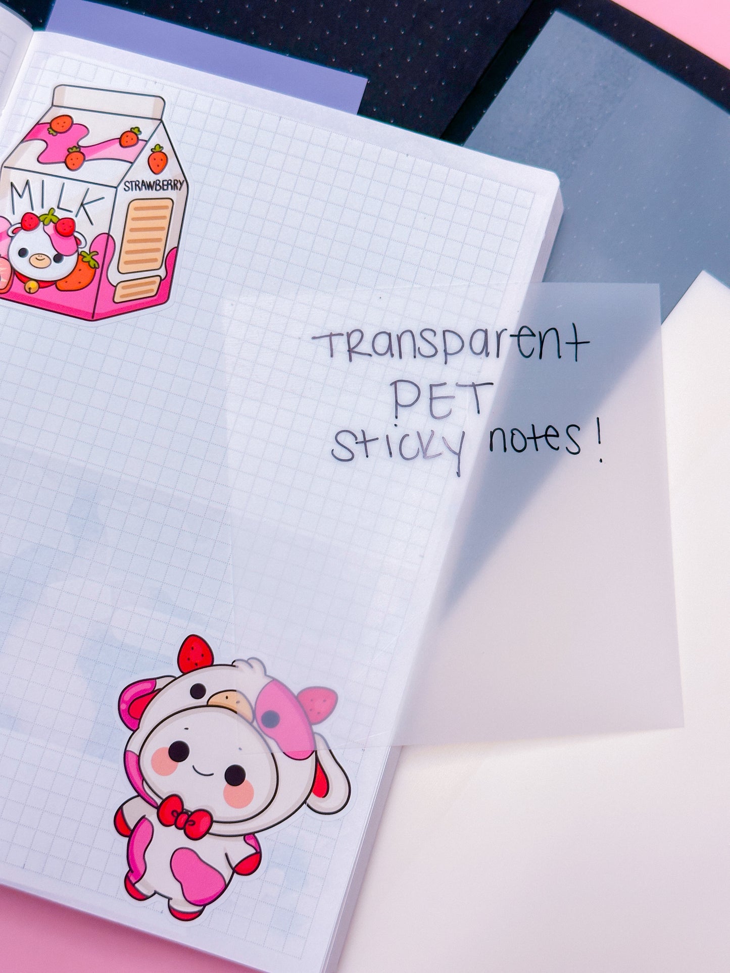 Transparent Sticky Notes - White Large Format (Various Sizes)