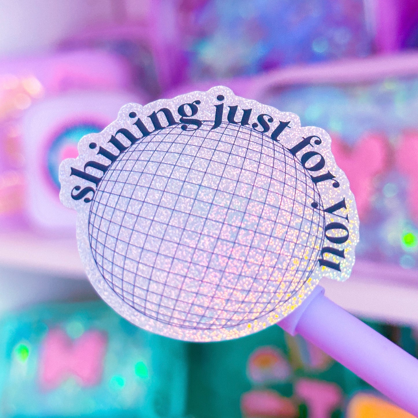 Glitter Waterproof Sticker - Mirrorball