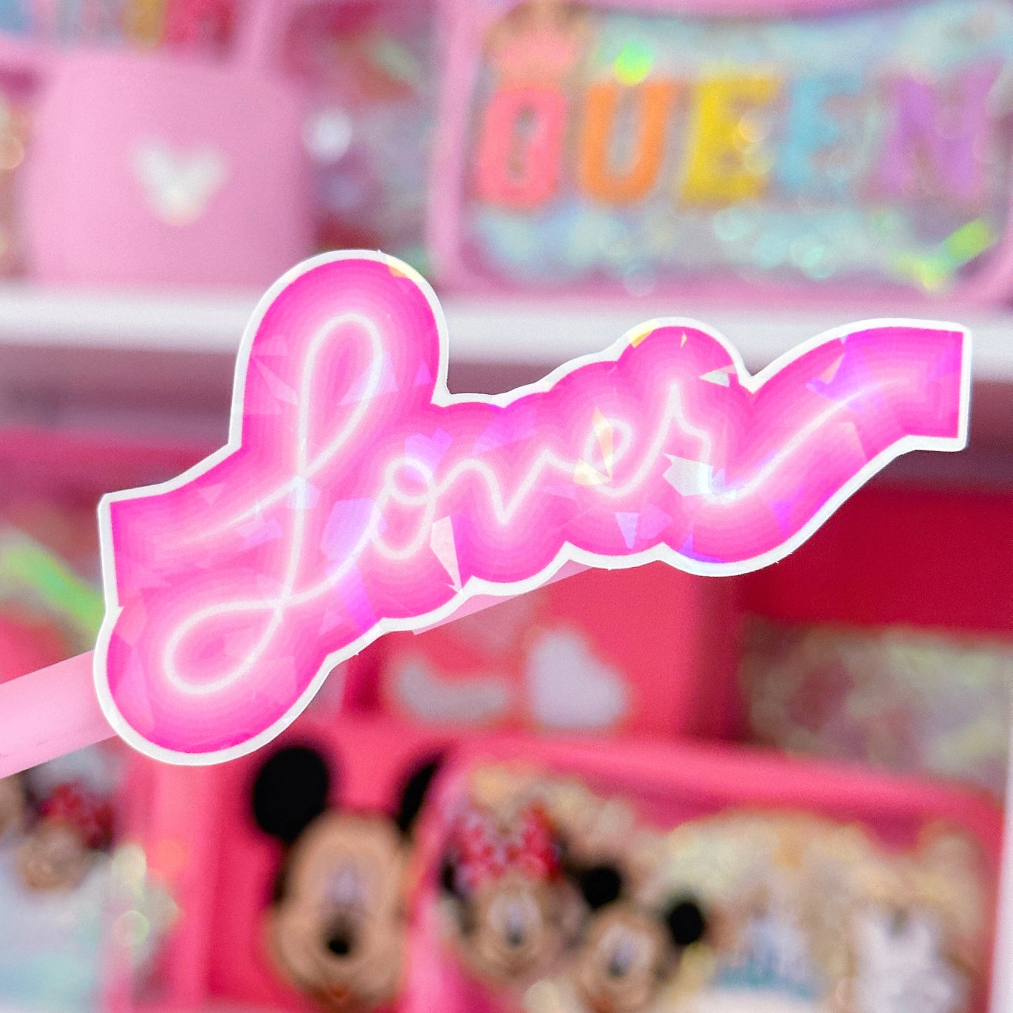 Glitter Waterproof Sticker - Lover Neon Sign