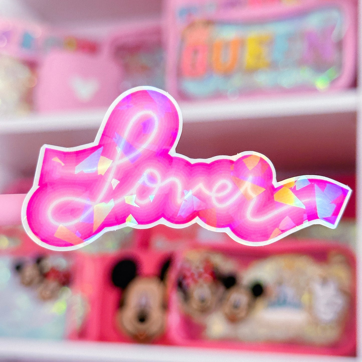 Glitter Waterproof Sticker - Lover Neon Sign