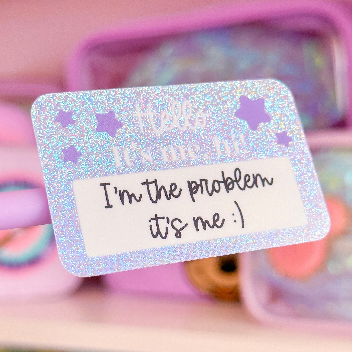 Waterproof Sticker - Hello Nametag (Purple)