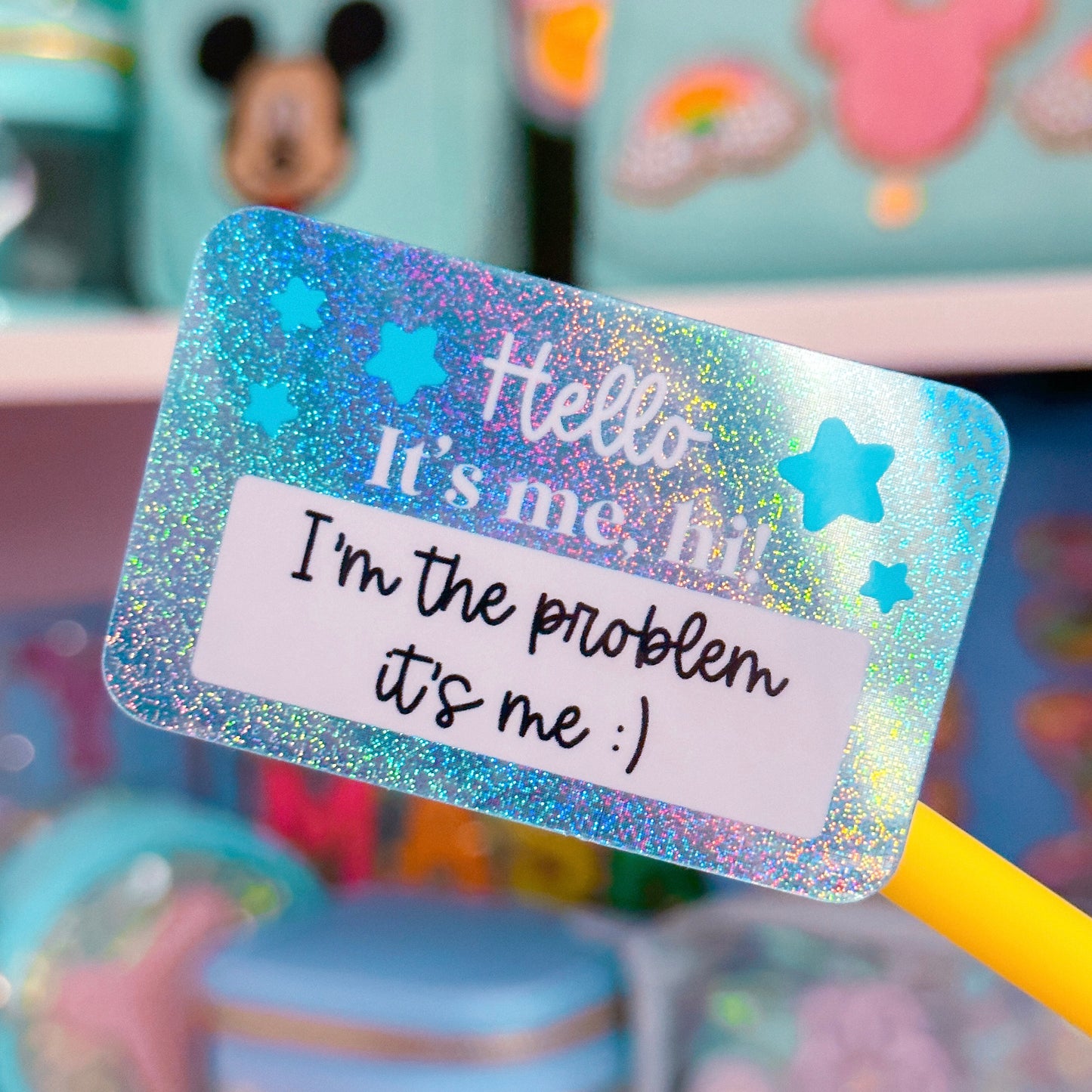Waterproof Sticker - Hello Nametag (Blue)