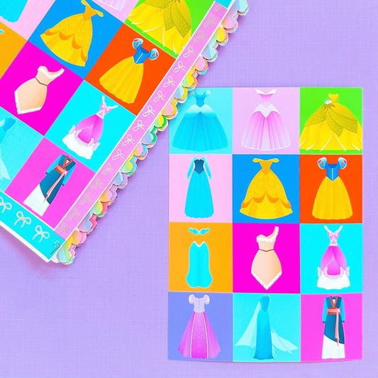 5x7 Full Page Sticker - Princess Dresses