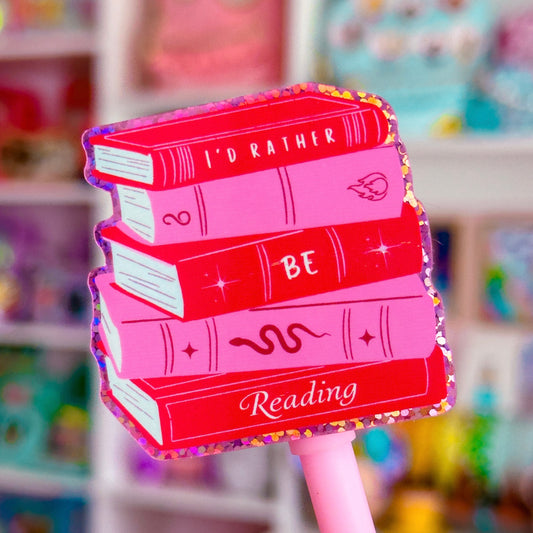 Waterproof Sticker - BOOKISH I'd Rather Be Reading Book Stack