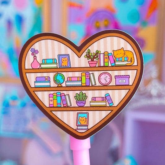 Waterproof Sticker - BOOKISH Heart Shaped Bookcase