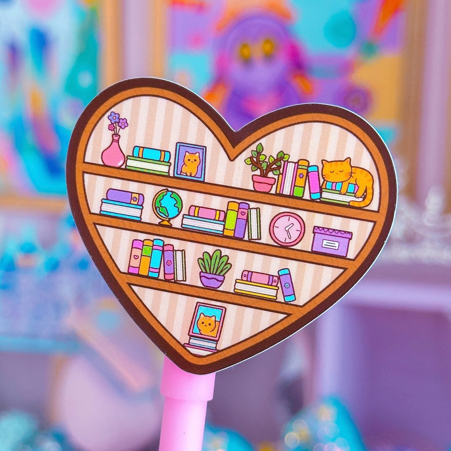 Waterproof Sticker - BOOKISH Heart Shaped Bookcase