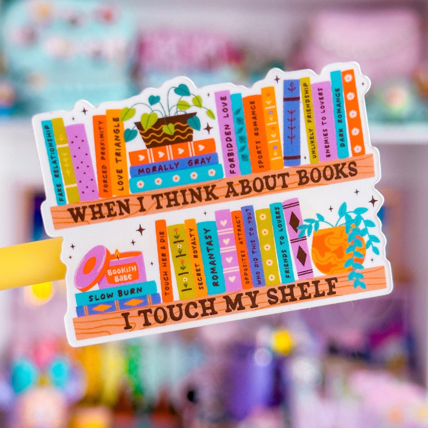 Waterproof Sticker - BOOKISH I Touch My Shelf (Rainbow)
