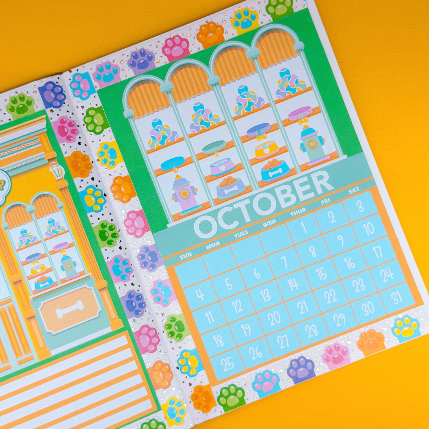 5x7 Full Page Sticker - 2026 October Calendar & Storefront (Pluto's Pets)
