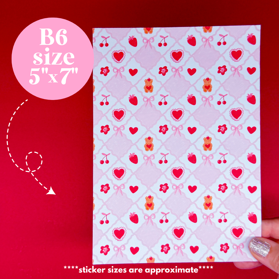 NEW! Journaling Paper Sticker - 5x7 Full Page Background Stickers (Beary Sweet)