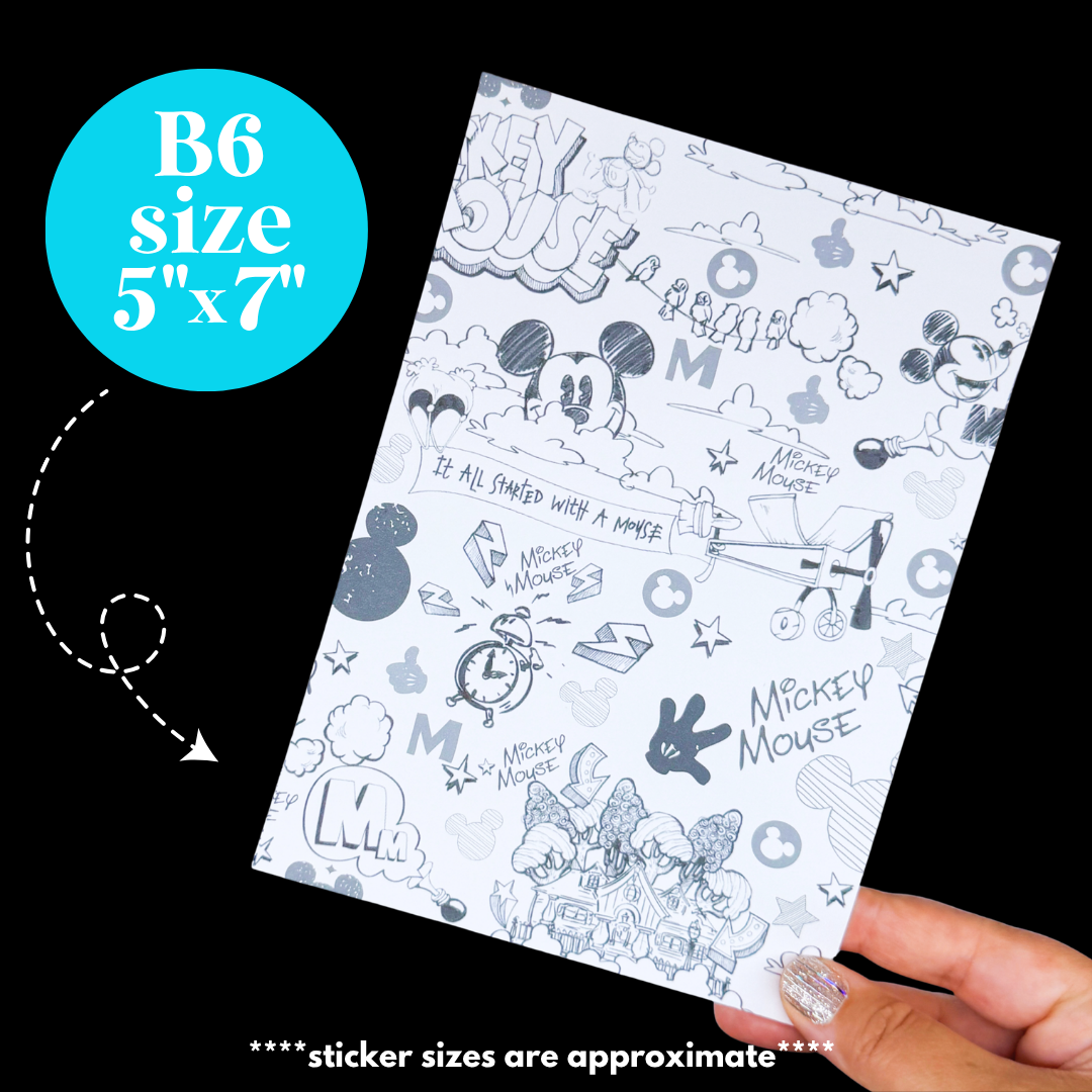 Journaling Paper Sticker - 5x7 Full Page Background Stickers (Magic Mouse Comics)