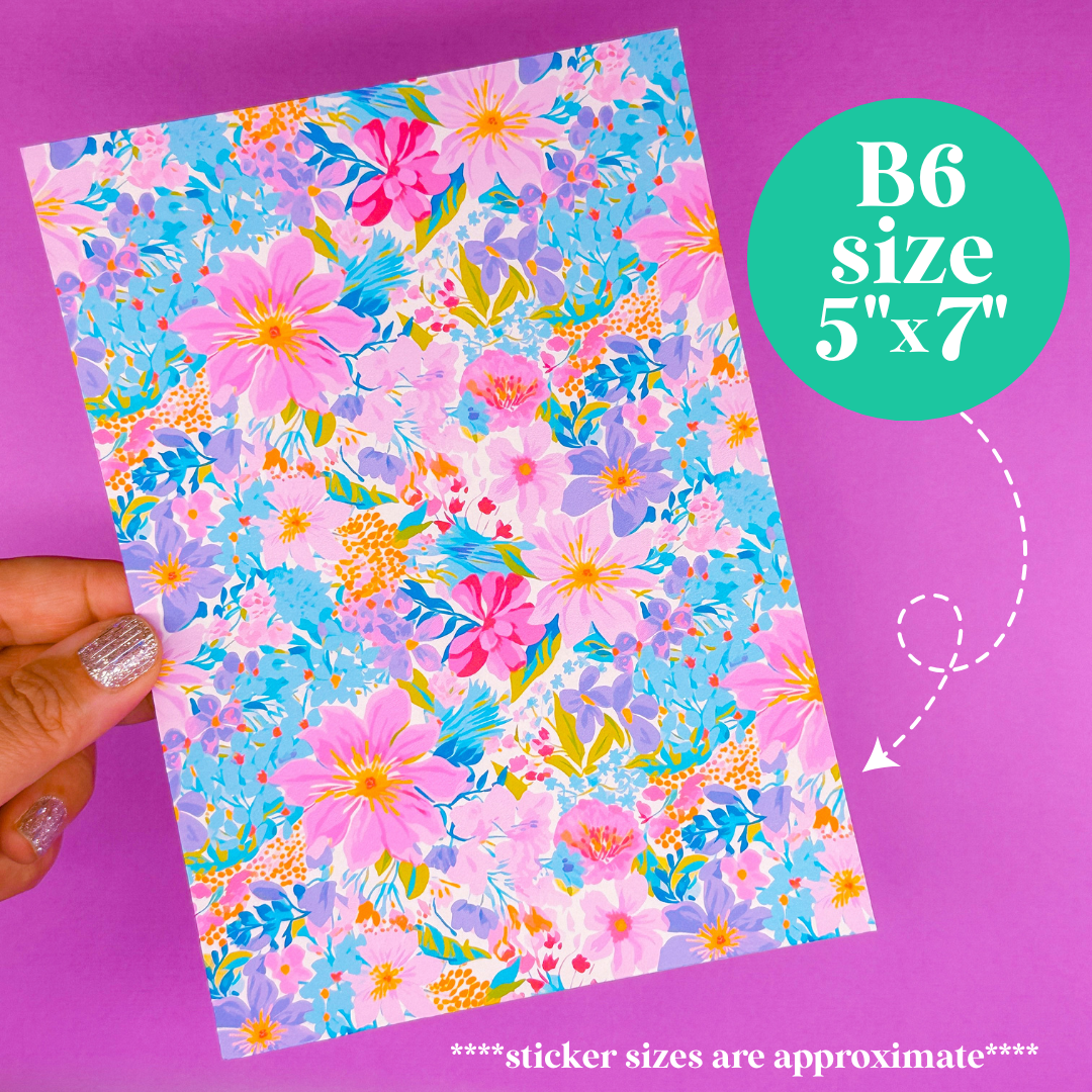 Journaling Paper Sticker - 5x7 Full Page Background Stickers (Florals)