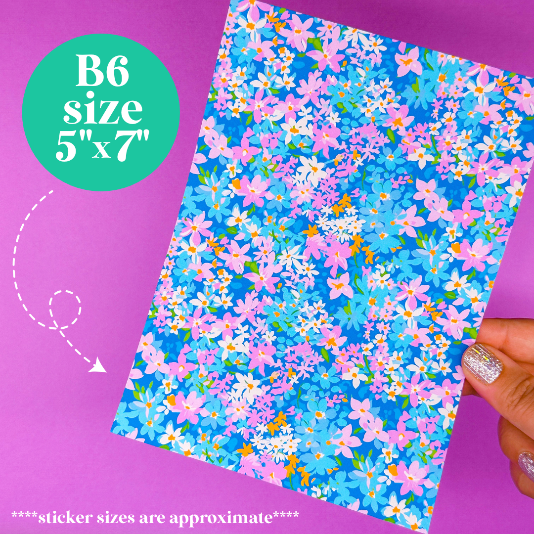 Journaling Paper Sticker - 5x7 Full Page Background Stickers (Florals)