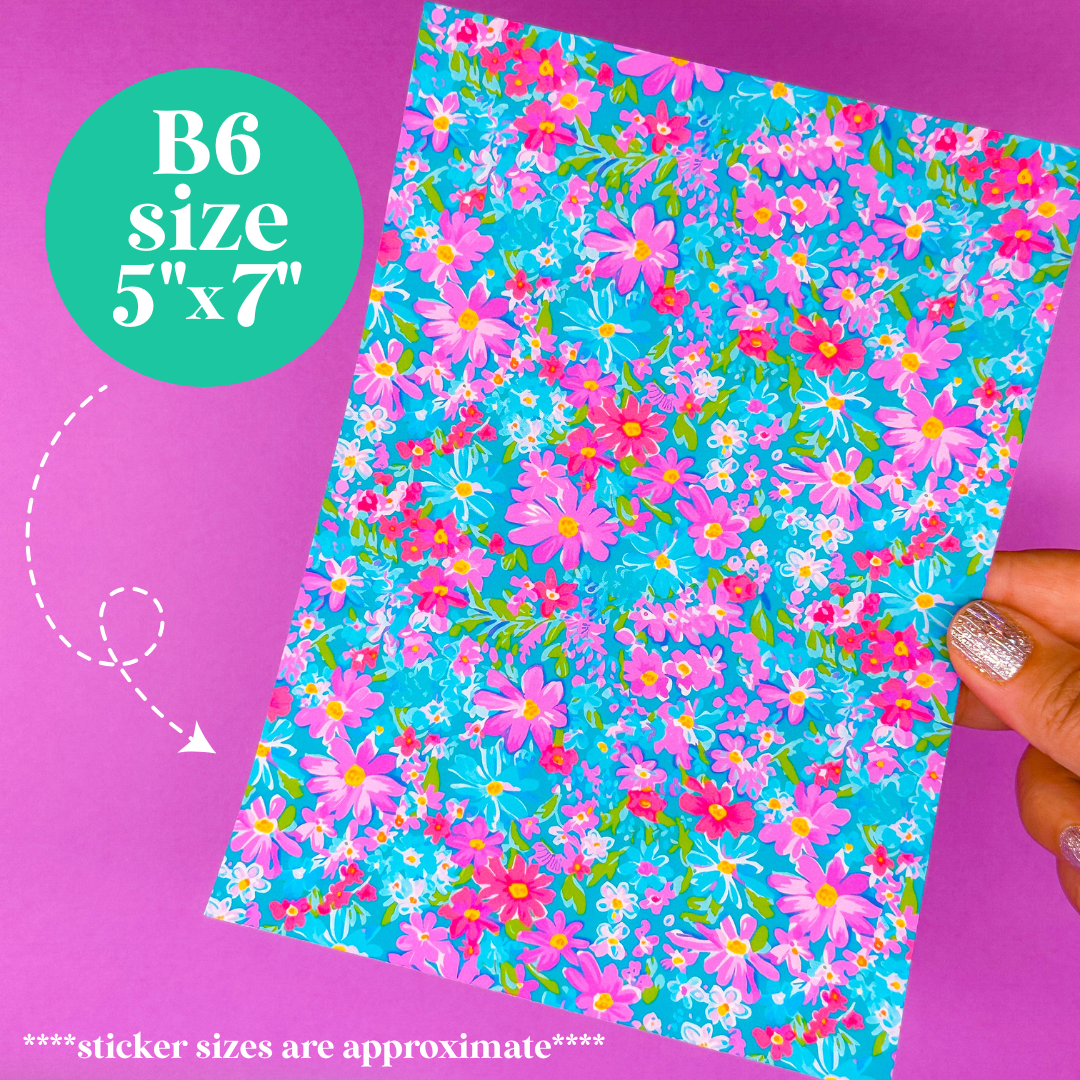 Journaling Paper Sticker - 5x7 Full Page Background Stickers (Florals)
