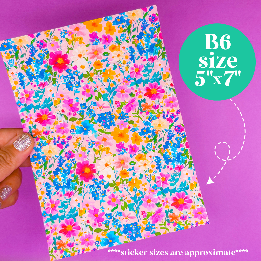 Journaling Paper Sticker - 5x7 Full Page Background Stickers (Florals)