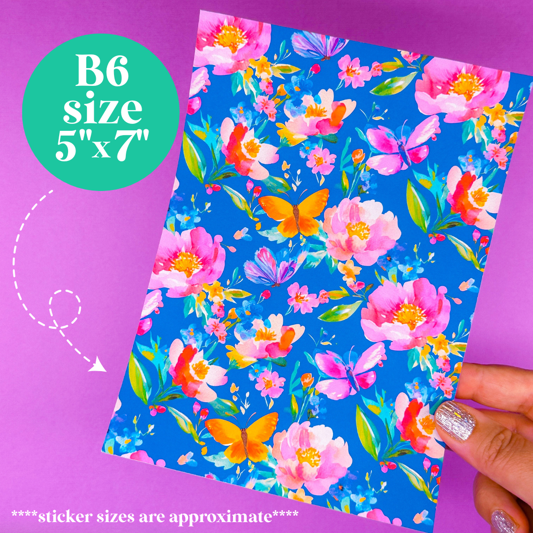 Journaling Paper Sticker - 5x7 Full Page Background Stickers (Florals)