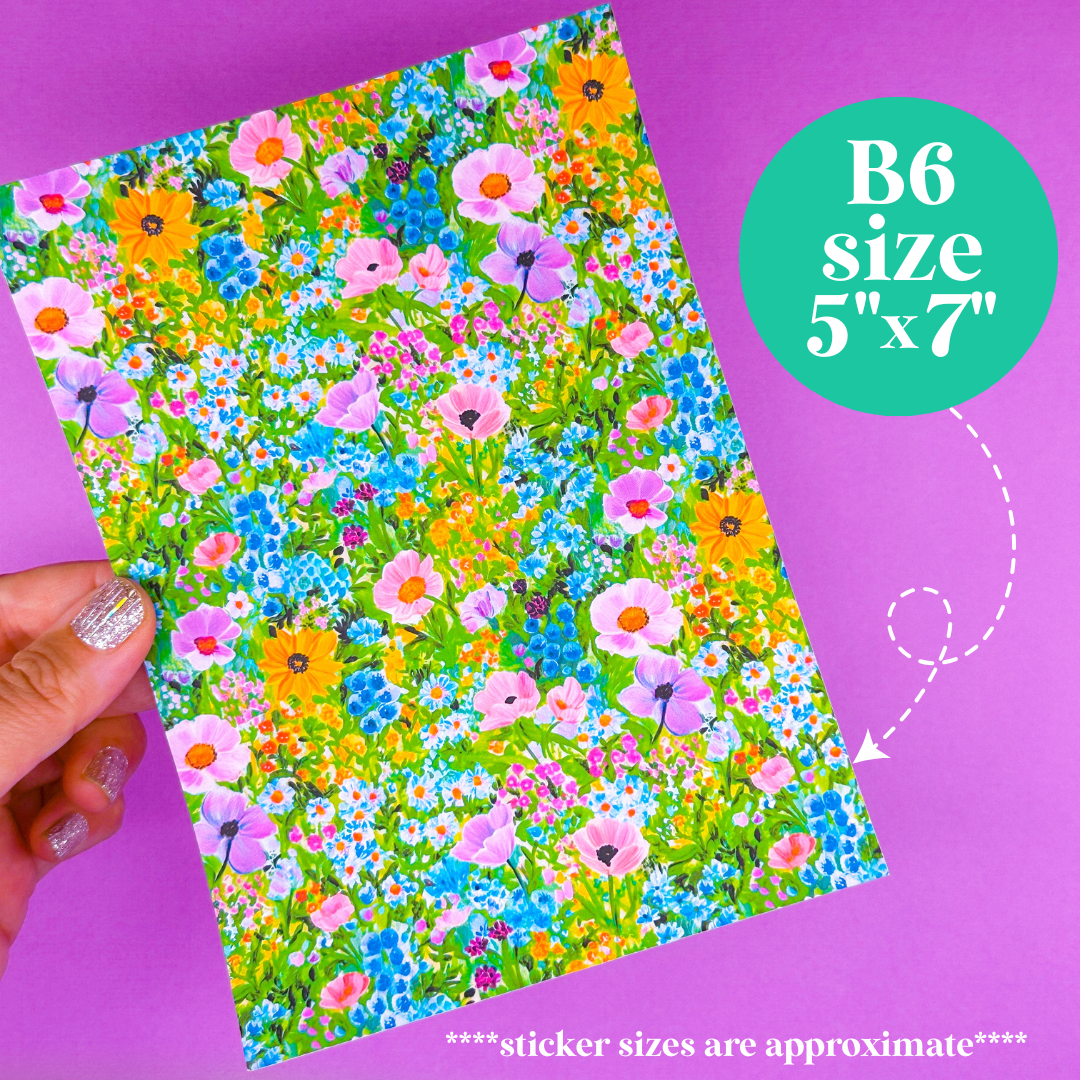 Journaling Paper Sticker - 5x7 Full Page Background Stickers (Florals)