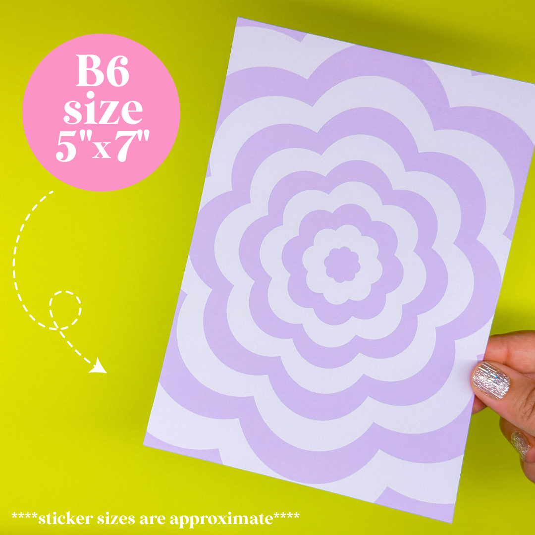 Journaling Paper Sticker - 5x7 Full Page Background Stickers (GROOVY)