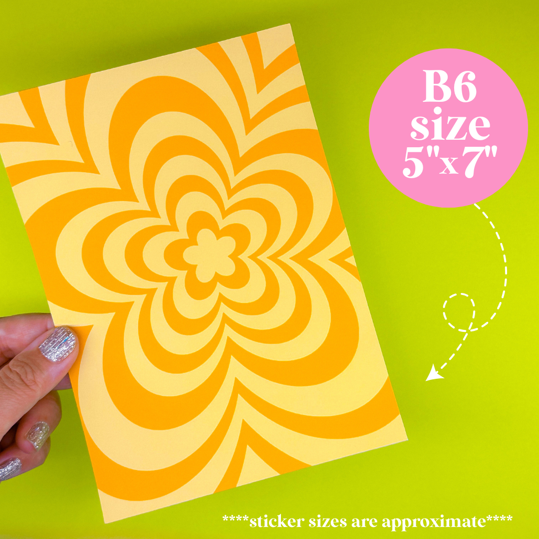 Journaling Paper Sticker - 5x7 Full Page Background Stickers (GROOVY)