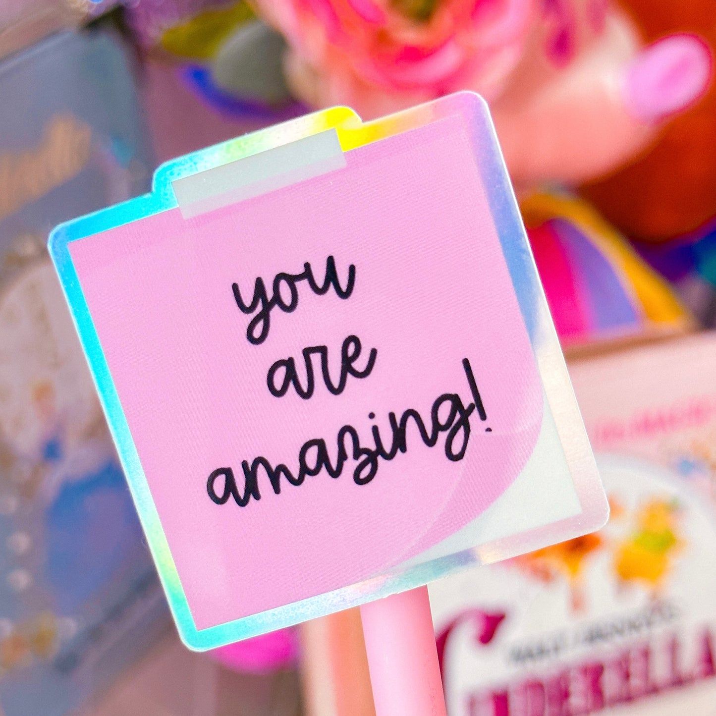 Waterproof Sticker - Pink Sticky Note