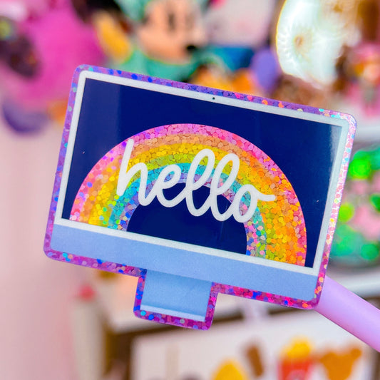 Waterproof Sticker - Purple Desktop Computer