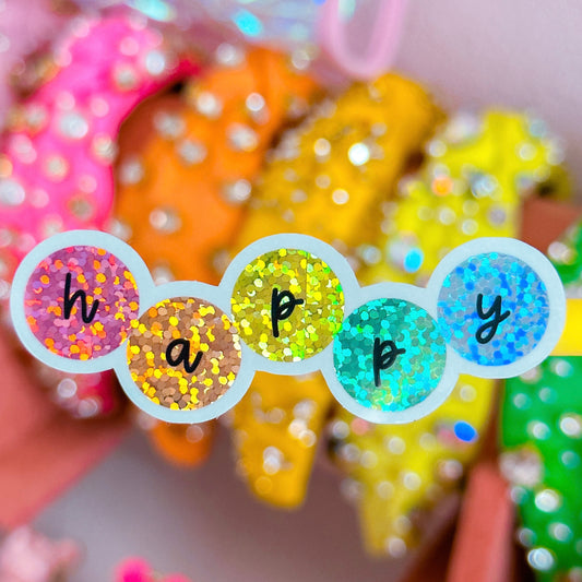 Waterproof Sticker - HAPPY Rainbow Circles