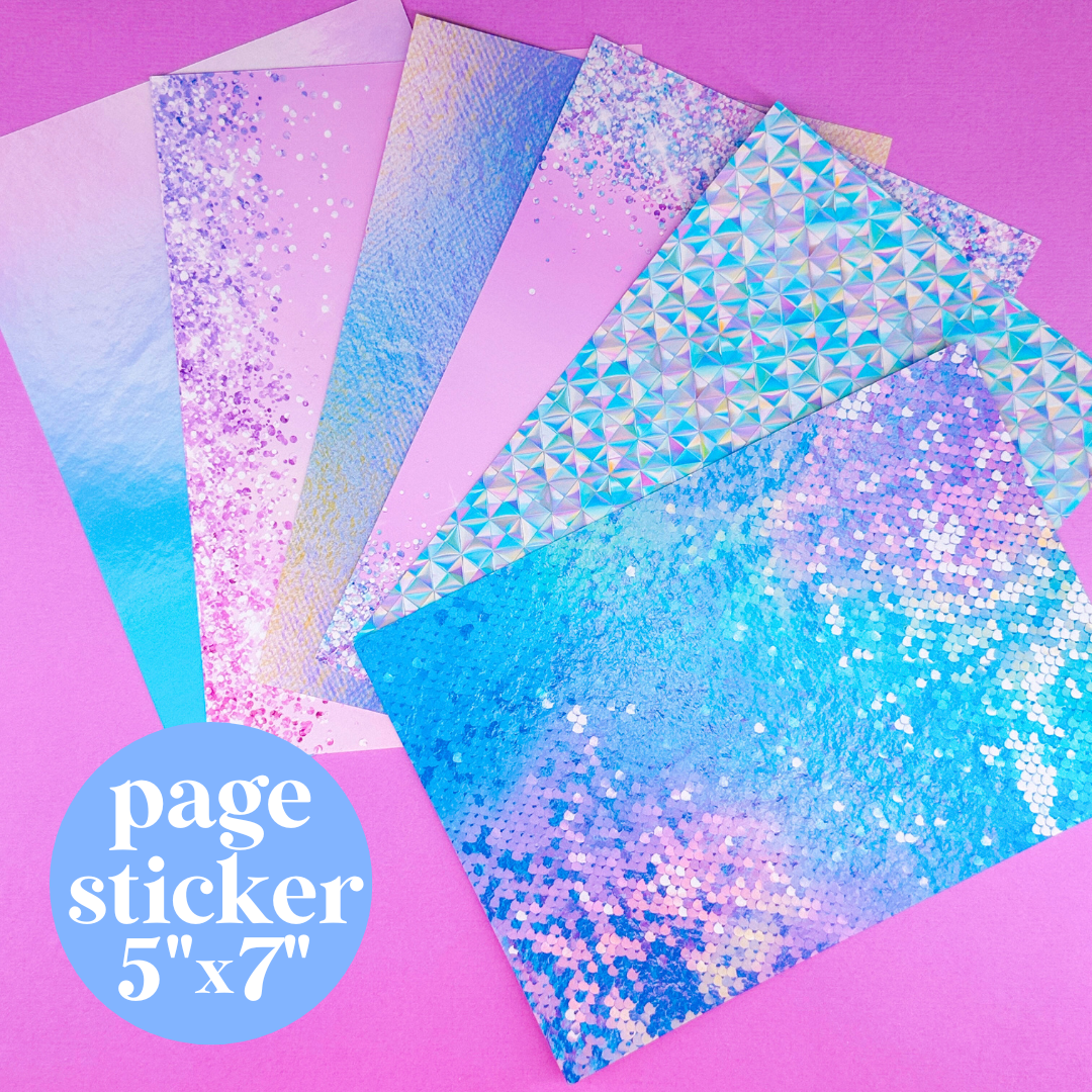 Journaling Paper Sticker - 5x7 Full Page Background Stickers (Iridescent)