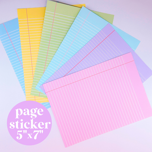 Journaling Paper Sticker - 5x7 Full Page Background Stickers (Pastel Papers)