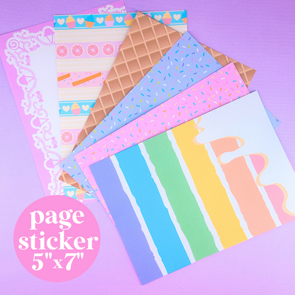 Journaling Paper Sticker - 5x7 Full Page Background Stickers (Sweets Shop)