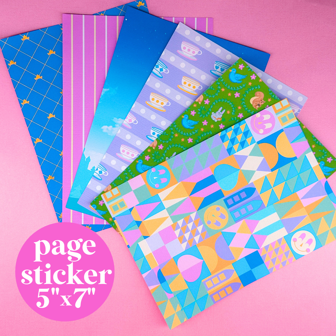 Journaling Paper Sticker - 5x7 Full Page Background Stickers (Fantasyland)