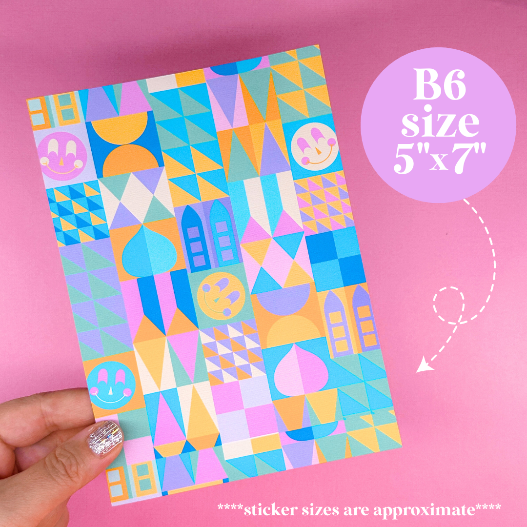 Journaling Paper Sticker - 5x7 Full Page Background Stickers (Fantasyland)