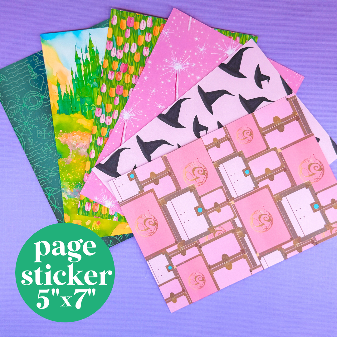 Journaling Paper Sticker - 5x7 Full Page Background Stickers (Wicked)