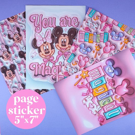 Journaling Paper Sticker - 5x7 Full Page Background Stickers (3D Puffy Magic)
