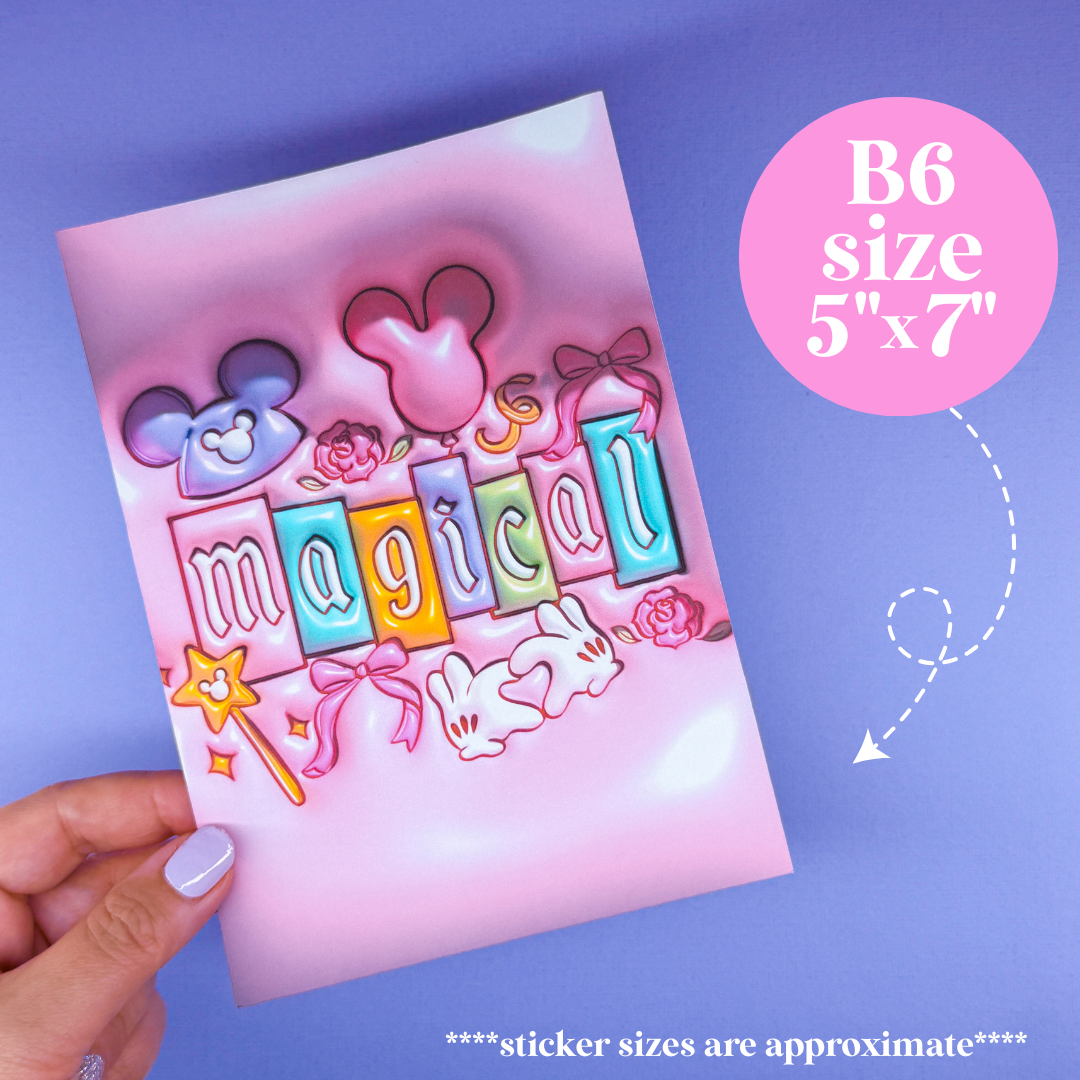 Journaling Paper Sticker - 5x7 Full Page Background Stickers (3D Puffy Magic)