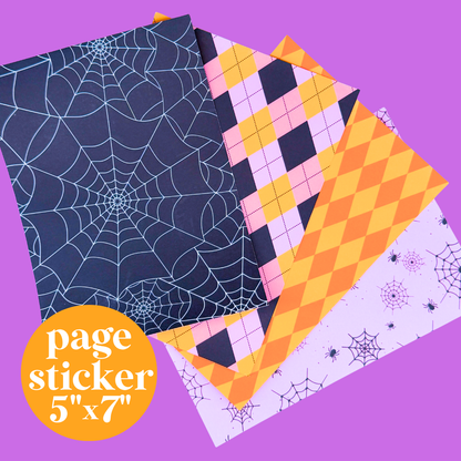 Journaling Paper Sticker - 5x7 Full Page Background Stickers (Halloween)