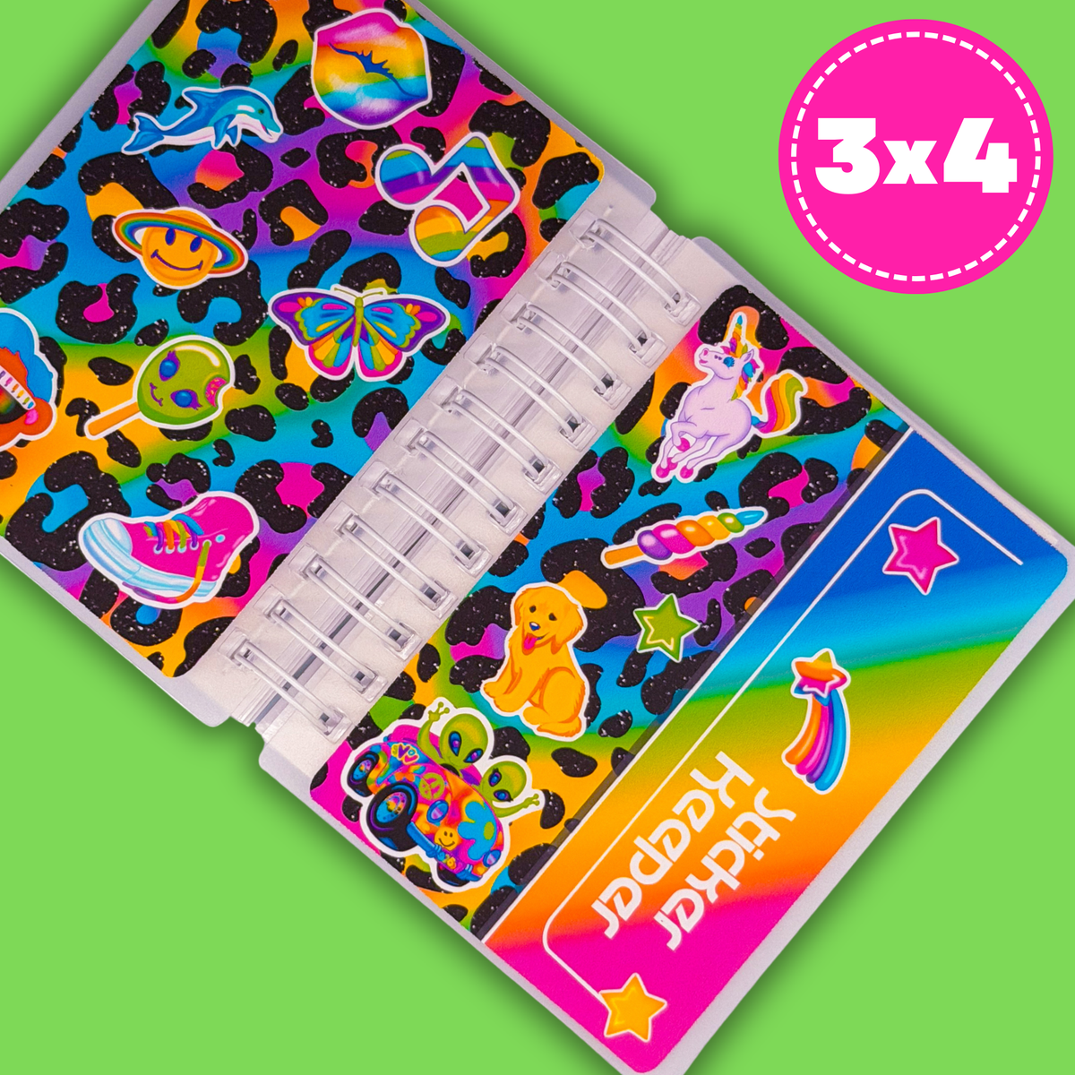3x4 (Small) Reusable Sticker Book (Peel 'n Stick) - STICKER KEEPER Rainbow Stickers