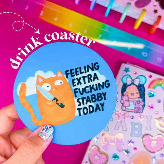 Drink Coaster - Stabby Cat